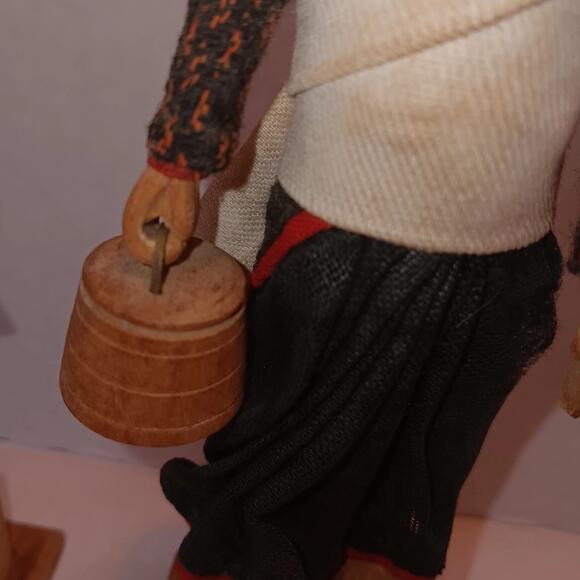 2 Handmade Tibetan Wooden Doll Indigenous Peoples Man Women 8" - Picture 3 of 13